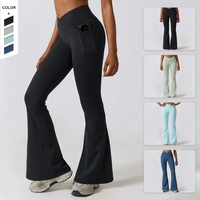 2024 européen et américain loisirs jambe large sensation nue hanche levage Yoga Flare pantalon danse sport taille haute Micro Flare pantalon