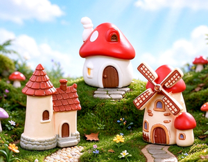 Statuetta in Resina Castello delle Fiabe, Decorazione per Torta a Tema Principessa, Casa a Forma di Fungo, Mulino Olandese, Miniatura <span class=keywords><strong>Villaggio</strong></span> Olandese - Product Image 4