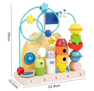 Jeu <span class=keywords><strong>de</strong></span> labyrinthe à billes planétaires, jouet en bois à empiler, pour enfants <span class=keywords><strong>de</strong></span> 5 à 7 ans, éducatif préscolaire multifonctionnel - Product Image 5