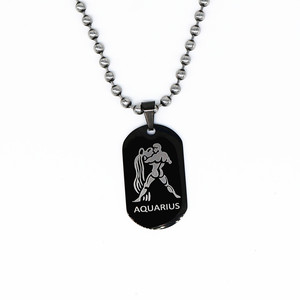 Yunnique Collar con colgante de perro del zodiaco Acuario, acero de titanio negro, joyería de regalo unisex - Product Image 1