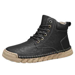 Bottes de neige occidentales en cuir véritable faites à la main sur mesure pour hommes, automne-hiver - Product Image 1