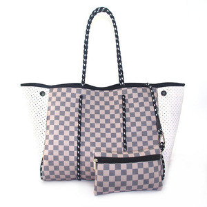 Sacs à main pour femmes personnalisés avec logo d'entreprise, deux ouvertures, imperméables, grande capacité, sacs à bandoulière portables en néoprène perforé, sac de plage - Product Image 3