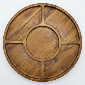 Assiettes en bois d'acacia du Vietnam, assiettes rondes en bois, faciles à nettoyer, légères, pour plats, en-cas, desserts - Product Image 2