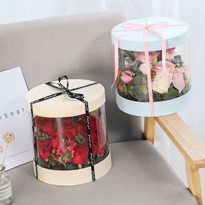ZL Wholesale Empty Black Luxury Clear Transparent Cylinder Packaging <strong>Box</strong> Roses Gift Round <strong>Flower</strong> <strong>Box</strong> - Product Image 5
