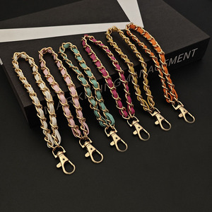 PHONECASE de cuero PU a la moda <span class=keywords><strong>para</strong></span> mujer, accesorios de cordón <span class=keywords><strong>para</strong></span> teléfono móvil, cadena de eslabones de recogida cruzada oblicua, colgante antipérdida - Product Image 2