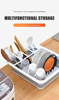 Égouttoir à vaisselle pliable et durable, bol de drainage en plastique avec porte-ustensiles, idéal pour un séchage de cuisine peu encombrant