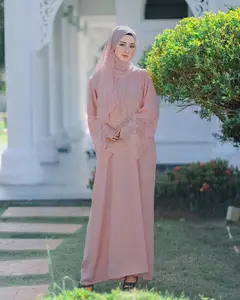 2024 도매 패션 프린트 긴 소매 원피스 맥시 느슨한 레이스 부르카 무슬림 abayas hijab 여성