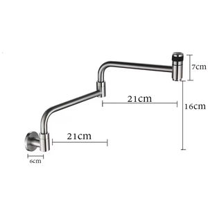 Robinet de <span class=keywords><strong>cuisine</strong></span> mural moderne en acier inoxydable 304, modèle 2026, très vendu, flexible, avec bec pliable, pour remplissage de pot - Product Image 6