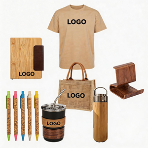 Promotional <b>Gift</b> Set Custom Logo T-shirts A5 Bamboo Notebooks Cotton Bags Water Bottles Branded Pen for Client Giveaways - Product Image 4