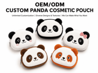 Pochette Cosmétique Panda Personnalisée OEM ODM, Sac de Maquillage Portable Adorable Panda, Organisateur de Rouge à Lèvres et Miroir, Sac Animal en Peluche Personnalisé