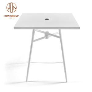 Mesa cuadrada de estilo nórdico Ins para cafetería, muebles de <span class=keywords><strong>terraza</strong></span> y jardín, con agujero de paraguas, color blanco - Product Image 2