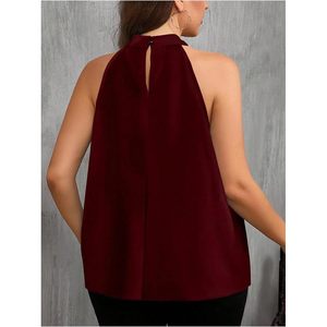 Blusa Halter sin Mangas de Gasa con Cuello Simulado para Mujer, Tallas Grandes, Largo Regular, Elegante para Oficina - Product Image 2
