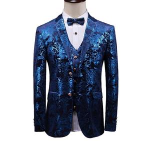 <span class=keywords><strong>Traje</strong></span> de Boda de Tres <span class=keywords><strong>Piezas</strong></span> para Hombre, Diseño Personalizado, Nuevo Diseño de Moda, Estampado <span class=keywords><strong>Azul</strong></span> Claro - Product Image 2