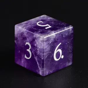 Wholesale Bulk Order Natural Gemstone D6 D20 Dice DND Dungeons And Dragons Crystal Stone Amethyst Dices Gem Set