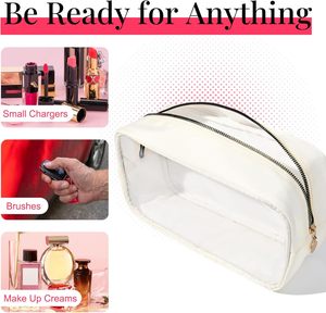 Bolsa organizadora de maquillaje de PVC a la moda para mujer, bolsa de viaje para cosméticos, monedero con cierre de cremallera, Material de PU con patrón de caramelo duradero - Product Image 3