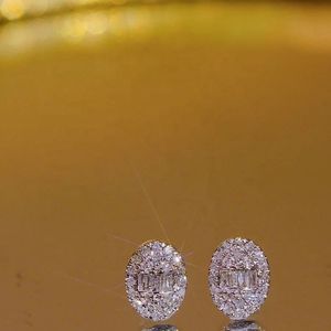 Xinfly 18k Gold White Small Simple Design 0.22ct Oval Natural <b>Fine</b> Halo <b>Stud</b> <b>Earrings</b> Diamond Jewelry - Product Image 5