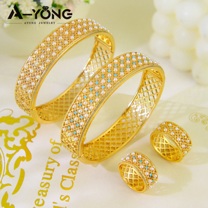 Ayong thiết kế đồ trang sức ngọc trai mạ vàng Ladies Bangle và Bộ Nhẫn chất lượng thanh lịch thiết lập đồ trang sức cho đám cưới bên Quà Tặng - Product Image 2