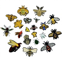 Nouvelle broderie thermocollante en chenille tridimensionnelle, motif abeille multicolore, avec sequins en résine et patch en feutre pour vêtements, directement de l'usine