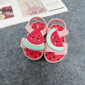 Sandales plates en PVC pour filles, motif fruits mignons, sandales pour enfants à semelle souple, sandales d'été pour enfants, sandales de créateur à motif fruits - Product Image 2