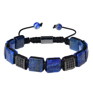 Nieuw Ontwerp 10Mm Malachiet Vierkant Koper Micro Ingelegde Zirkoon <span class=keywords><strong>Macrame</strong></span> Verstelbare Kralen Armbanden Charme Verwisselbare Stenen Armband - Product Image 6