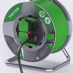 Enrouleur de câble <span class=keywords><strong>électrique</strong></span> <span class=keywords><strong>50m</strong></span>, câble en caoutchouc H05RR/H07RN, <span class=keywords><strong>rallonge</strong></span> 4 prises 16A IP44, usage <span class=keywords><strong>extérieur</strong></span> robuste pour appareils électroménagers - Product Image 3