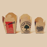 Boîte à emporter en papier pour pâtes, avec logo personnalisé, fond rond, écologique, jetable, noire, pour emballer des nouilles