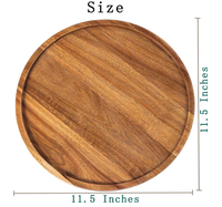 Plateau rond en bois d'acacia de 29 cm - Assiettes à nourriture/Assiettes de présentation/Planche à charcuterie pour la cuisine, cadeau