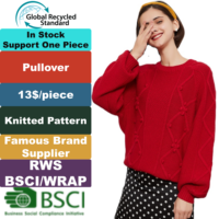 Pulls en tricot à manches lanternes à motifs géométriques fins pour femmes, décontractés, pour l'automne