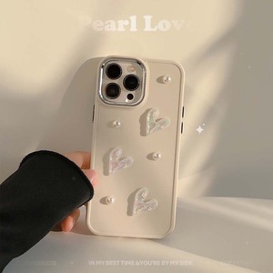 Personalizza la custodia per cellulare in TPU con cerchio per fotocamera elettrolitico con <span class=keywords><strong>cuore</strong></span> amorevole con perline bianche cremose per <span class=keywords><strong>Iphone</strong></span> 7 8 Plus X Xr Xs Max - Product Image 3