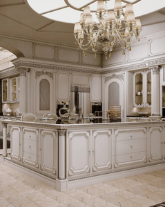 Gabinete Retro Gabinete Clásico Francés Gabinete de Cocina Personalizado Pintado Plata Tallado Personalizado Lujo Barroco - Product Image 4