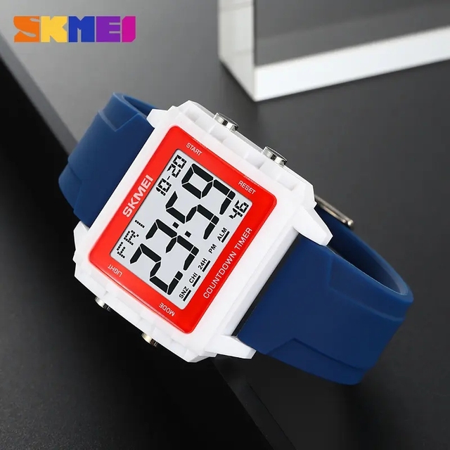 Skmei 2320 Men's Square Dial Soft Silicone Watches Outdoor LED Digital Wrist Sport Electronic Multi-functional Male's Wristwatch