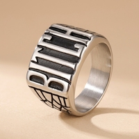 316L Edelstahl Biker Siegelring mit Gravur, schwarzer Einlage und klobigem Band, Spinnennetz Streetwear Herrenschmuck OEM