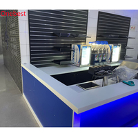 Meubles de bar pour restaurant, comptoir de bar haut moderne en Corian à surface solide avec éclairage LED