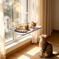 Hamac rectangulaire pliable en plastique pour chat, avec ventouses pour fenêtre, lit suspendu, perchoir pour bain de soleil, structure d'escalade murale