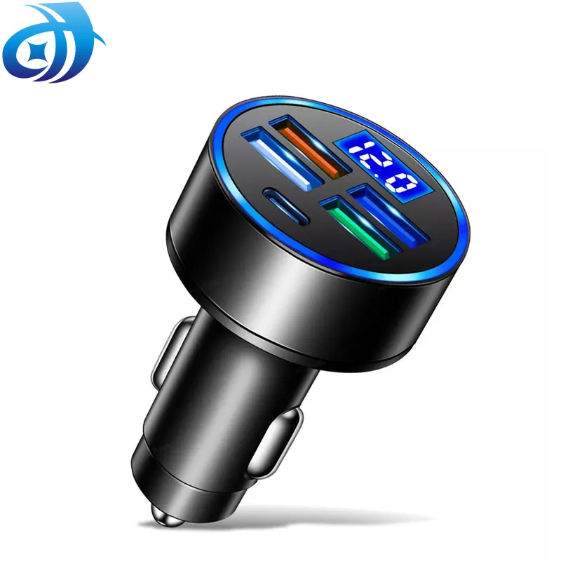 2022 Nieuwe Collectie 5 In 1 Type C Adapter Oplader 15W 3.1A 4 Poorten Usb Car Charger Met Spanning display