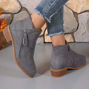 Nuevas <span class=keywords><strong>Botas</strong></span> de Tacón Bajo con Cremallera Lateral <span class=keywords><strong>para</strong></span> Mujer, Talla Grande, Punta Puntiaguda, <span class=keywords><strong>Botas</strong></span> de Gamuza 43 - Product Image 3
