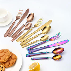 A17 410 Wheat Ear Tableware Stainless Steel <b>Cutlery</b> <b>Set</b> 4 Pieces Serrated Edge Polished Blade Knife Fork Spoon Dessert <b>Set</b> - Product Image 1
