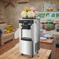 Machine à crème glacée molle 2 + 1 saveur Nouveau double compresseur Fonction de pré-refroidissement Pompe à air Pompe à engrenages Composants principaux Eau de lait
