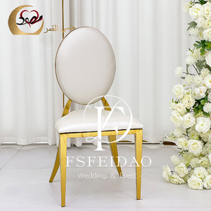 Silla de Comedor Moderna Apilable de Acero Inoxidable para Apartamento, con Respaldo Ovalado Dorado y Funda Extraíble, Venta al por Mayor - Product Image 2