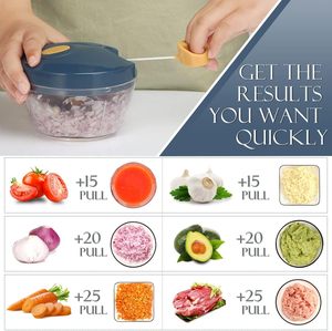 Picadora de alimentos Manual gris de 550ml, cortador de frutas y verduras sin BPA, cuerda de mano, cebollas y nueces, Material seguro para uso doméstico - Product Image 2