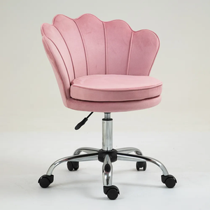 Moderne roze fluwelen ergonomische relaxstoel van hoge kwaliteit, hoogteverstelbaar, draaibaar ontwerp met wielen voor kantoor of woonkamer - Product Image 2