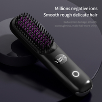 Brosse lissante sans fil rechargeable par USB à chauffage rapide, brosse lissante portable pour femmes, mini peigne chauffant à ions négatifs