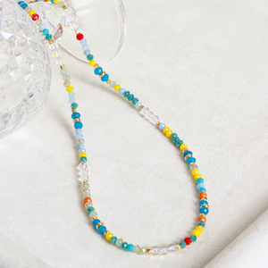 Collar de Cuentas Coloridas y Bonitas en Tonos Pastel, Cuentas de Piedra Natural y Cristal, Joyería Delicada de Primavera/Verano para Mujer - Product Image 5