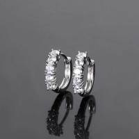 Nuevo Lanzamiento: Pendientes de Zirconia Cúbica Brillante con Forma Geométrica, Baño de Oro Real y Acabado en Rodio, Estilo Hip Hop, Hechos de Latón, Regalo para