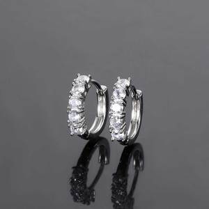 New Release Bling Zircon <b>Stud</b> <b>Earrings</b> Geometric Shape Real Gold Plating Rhodium Finish Hip Hop Style Brass Made Gift for - Product Image 6