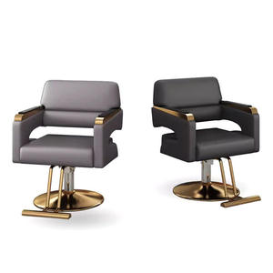 Chaise de salon de coiffure en cuir noir de luxe moderne de haute qualité avec rotation à 360 degrés, design portable - Product Image 2