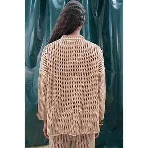 Sobe Women <b>Knit</b> <b>Cardigan</b> Set 100% Cotton Breathable Loose Fit <b>Crochet</b> Sweater Outfit For Casual Wear - Product Image 5