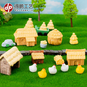 บ้านกระท่อมหลังคาฟางขนาดเล็ก ของตกแต่งสวนเรซิ่น ของประดับตกแต่งภูมิทัศน์กลางแจ้ง รูปทรงไม่สม่ำเสมอ แบบตั้งพื้น - Product Image 5