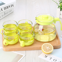 Set Van 5 Stuks Glazen Theepot Bekers Voor Koude Dranken Sap Fruit Thee Business Reclame Geschenk Water Kan Set