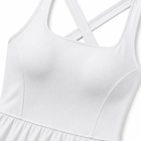 Robe de tennis dos nageur pour femme avec soutien-gorge intégré et short, col carré, coupe trapèze, bretelles croisées, mini-robe athlétique à séchage rapide